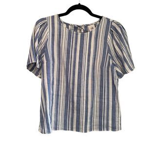 Cabi blue and white striped linen blouse- size s
